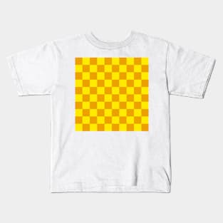 Checkerboard Square Seamless Pattern - Yellow & Orange Kids T-Shirt